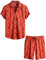 VATPAVE Herren Hawaii Hemd Blumen Sommer Outfit Männer Freizeit Kurzarm Strandhemd und Kurze Hosen 2 Teiler Set Hawaiihemd X-Large Rot Sonnenblume