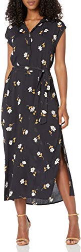 Billabong Damen Lovely Ways Midikleid mit Knopfleiste Lässiges Kleid, Schwarz, floral, Klein