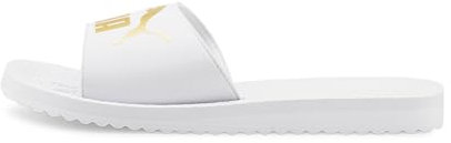 PUMA Purecat Unisex Slide Sandal , Puma White Puma Team Gold, 48.5 EU