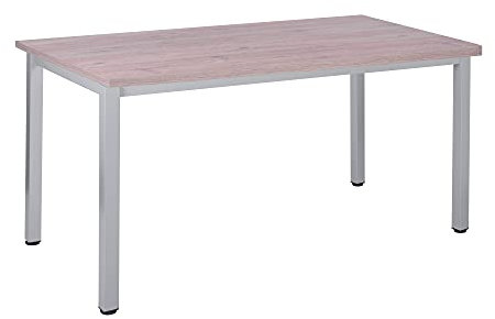 Bürotisch Schreibtisch Besprechungstisch graues Tischgestell quadratische Beine | PC-Tisch Arbeitstisch Konferenztisch Computertisch Homeoffice-Tisch Businesstisch Eiche modern, 140 x 80 x 77,5 cm