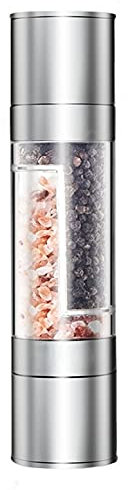JZK Adjustable fineness 2 in 1 Manual Salt and Pepper Grinder Set, Dual Grinder for Pepper and Salt, Combined Salt and Pepper Mill, Stainless Steel Peppercorn Grinder, Himalayan Salt Grinder