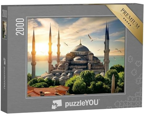 puzzleYOU: Puzzle 2000 Teile „Möwen über der Blauen Moschee und dem Bosporus in Istanbul“ – aus der Puzzle-Kollektion Türkei, Istanbul