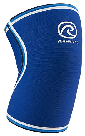 Rehband Kniebandage Kraftsport - 7mm SBR/Neopren Bandage Knie flexibel & rutschfest, Qualitativer Knee Support für Herren & Damen, Stück, Farbe:Blau, Größe:L