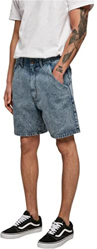 Urban Classics Herren Organic Denim Bermuda Shorts Klassische Shorts, Light SkyBlue Acid Washed, 28