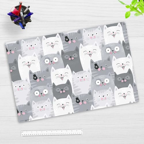 Schreibtischunterlage für Kinder und Erwachsene – “Katzen-Konferenz“ – aus erstklassigem, strapazierfähigem Vinyl (Kunststoff -BPA frei) – 60 x 40 cm – Made in Germany