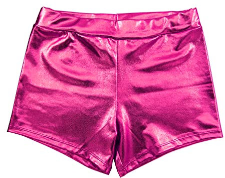 Pantalones Cortos Metálicos Brillante para Mujer, Culotte Sexy Mujer para Disfraces Baile Discoteca y Fiestas (S, Fucsia)