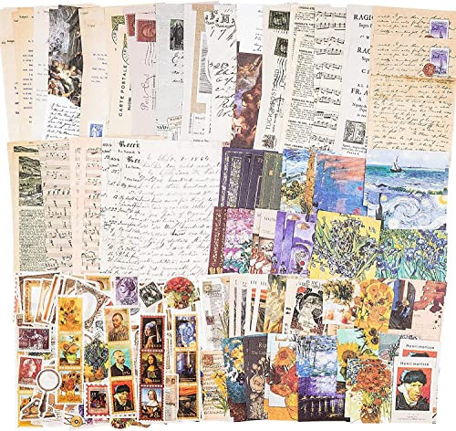 200 Stück Scrapbooking Sticker 120 Vintage Bastelpapier und 80 Washi Sticker Retro Aufkleber Stickers Aesthetic Scrapbook Zubehör Set Sticker für DIY Bullet Journal Zubehör