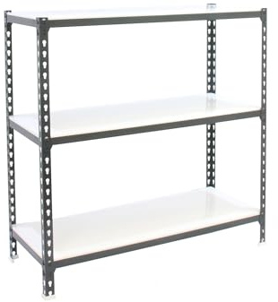 Simonrack Schwerlastregal, Lagerregal, 90x120x50 cm, Metallregal, Kellerregal, Biegestelle 200 kg, 3 Fachböden, Anthrazit/Weiss - Simonclick