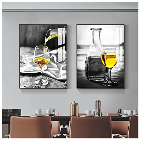ASDFGHT Moderne Wanddeko, 2 Paar Geschirrmuster Wandbilder Esszimmer Restaurant Wanddekoration Gemälde, 2,5cm Schwarzer Rahmen Aus Aluminiumlegierung (Color : G, Size : 50x70cm)