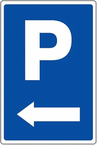 CARTELLO IN LAMIERA SCATOLATA RETTANGOLO 60X40 cm - Parcheggio - freccia a sinistra - Freccia direzionale - SEGNALE CATARIFRAGENTE CON CAVALLETTO (CARTELLO CLASSE 1)