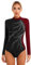 Doomiva Damen Turnanzug Langarm Tanzbody Glitzer Gymnastikanzug Ballettanzug Eiskunstlaufanzug Leotards Strass Wettbewerb Tanzkleidung Burgundy XL