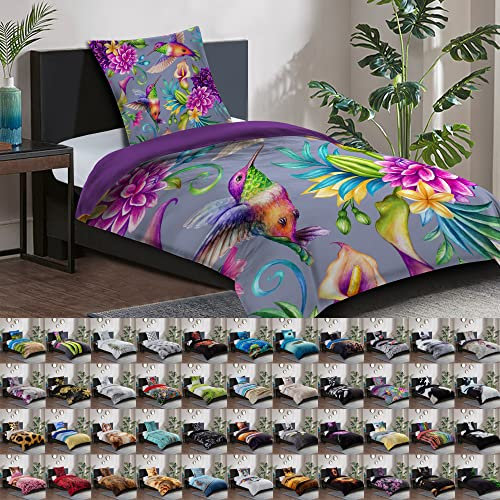 Sanilo® Bettwäsche 135x200 cm, 100% feinste Baumwolle, 2-teilig, Bettbezug, Kissenbezug 80x80cm, Oeko-TEX Zertifiziert (2-teilig 135x200 cm, Kolibri)
