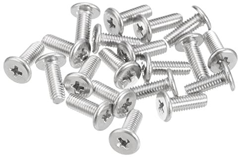 sourcing map M3-0.5 x 8mm 20Stk Flache Rundkopfschrauben 304 Edelstahl Kreuzschlitz Antrieb Maschinenschrauben Hardware Verschluss für Möbel Verbindung