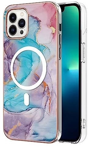 Ufgoszvp for Marble Case for iPhone 14 Pro MagSafe Case Protective Slim Flexible Shockproof Bumper for Girls Women Premium Soft Rubber TPU Bumper Phone Case for iPhone 14 Pro Blue Marble