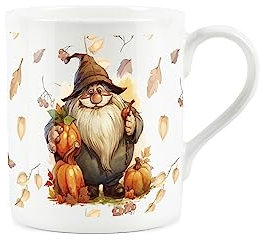 Garden Gnome Mug - Pumpkins Small Fine Bone China White Mug Coffee/Tea Present Gift