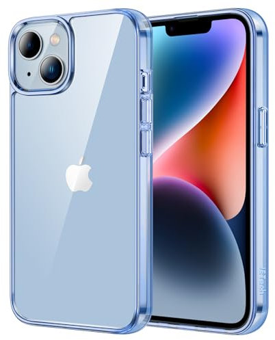 JETech Hülle für iPhone 14 6,1 Zoll, Nie Vergilbung Handyhülle Stoßfest, Schutzhülle Anti-Kratzt Transparent Rückseite (Sierrablau)
