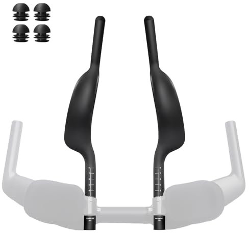 Joxvizx Carbon-Armlehne für Fahrradlenker, Aero, Lenkerverlängerung, Triathlon, Trial, Fahrradlenkerenden, Bullhorn, Lenkerteile, 22,2 mm, für Rennrad, Festgetriebe, Rennrad, schwarz matt (mit Loch)