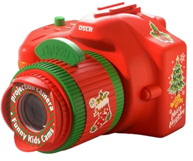 OCCOKO Christmas Kids Projector Camera Projector Slide Projector Torch Education Learning Santa Christmas Toys Gifts Kids Toddler Magnets for Refrigerator (Red, A)