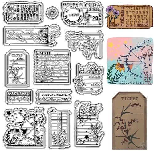 craspire Vintage Flower Clear Rubber Stamps Kalender Briefkopf Wiederverwendbare Retro Transparente Silikonstempel Siegel Für Journaling Kartenherstellung Scrapbooking Fotoalbum Dekorative DIY