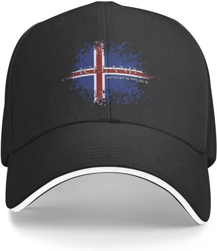 Baseballkappe Snapback Sonnenhut Herren und Damen Grunge Flag Baseball Cap Grunge Flag Baseball Cap Island Vintage Style Custom NY Männer Frauen