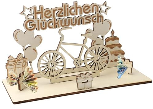 TNSLAND Fahrrad Geldgeschenk Fahrrad Deko Geschenk Gutschein Fahrrad Geschenkideen Deko Hölzern Geschenk für Radfahrer Geschenke Geldgeschenke Geburtstag für Friends, Family, Lovers, Mitschüler