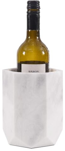 Radicaln Marble Wine Cooler White 6.5 Inches Handmade Insulated Cooler For Champagne - Wine Chiller & Beverage Cooler For Bar Accessories - Bottle Cooler, Wine Bottle Holder For Bar Décor