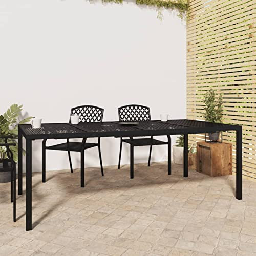 Homgoday Gartentisch, Anthrazit, 200 x 100 x 72 cm, Stahl, Möbel für den Außenbereich, Esstisch, Küchentisch, Gartentisch