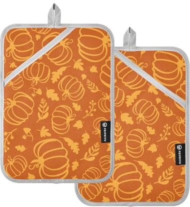 Presine per cucina, zucche autunnali e foglie d'acero presine arancioni per cucine con tasca per forno (confezione da 2 cuscinetti per pentole calde, resistenti al calore