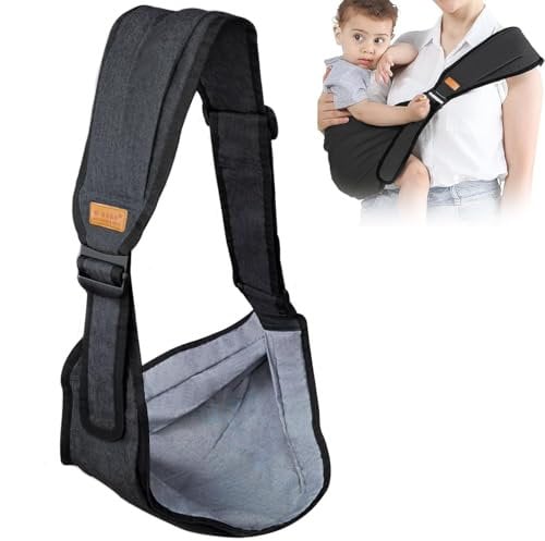Kleinkind Trage Seitlich, Tragbar Baby Tragegurt mit Verstellbaren Bequemen Schultergurten, Ergonomisch Toddler Carrier, Babytrage ab 2 Jahre 3 Jahre, Kleinkinder bis 20KG (Schwarz)