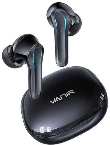 VANIR Auricolari Bluetooth wireless, con il migliore Noise Cancelling, tramite AI, auricolari Bluetooth con riduzione del rumore per le chiamate, auricolari in-ear, 30 ore di riproduzione