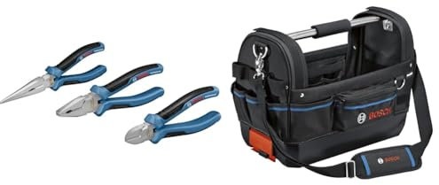 Bosch Professional Three-Part Pliers Set + GWT 20 Tool Bag, Blue