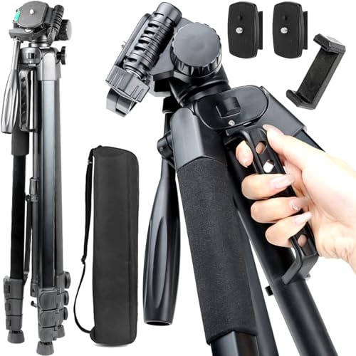 YOTETION, 80 Zoll Kamera Stativ 3 Wege Gimbal Stativ Einbeinstativ 3 Abschnitt Einstellbar Reise Teleskop Stativ Horizontales Teleskop Handy Professioneller Ständer