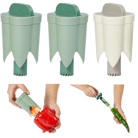Pepper Seed Corers Remover, 3 Pack Fruit Pepper Corer Remover 2 in 1 Bell Pepper Corer Seed Remover Tool, Pepper Deseeder Bell Pepper Corers Tool Pepper Cutter for Vegetables