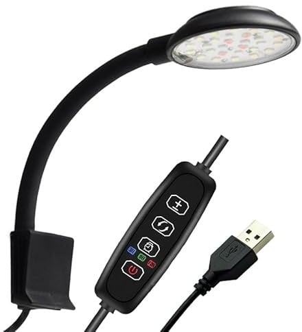 7W USB 5V2A Vollspektrum Clip On Aquarium Lampe , Aquarium Led Beleuchtung | einstellbarer Timer, einstellbare Helligkeit,Einstellbare Lichtfarbe,für 20 bis 40 CM Fisch tank