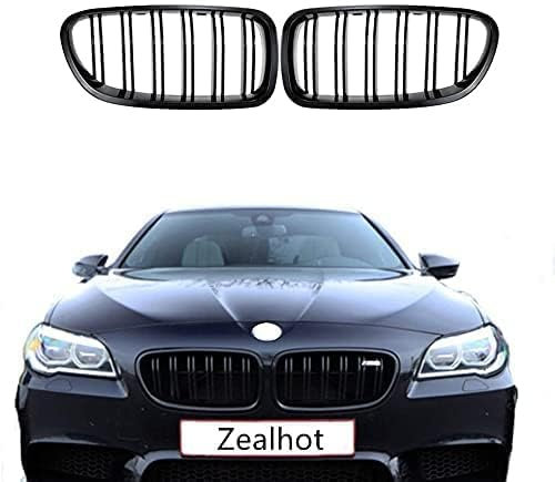 YIUBCZOQI F10 F11 Nieren,Front Kühlergrill für BMW 5 Serie F10 F11 M5 Grill Matt Schwarz Doppel-Lamellen Grill 2010-2017