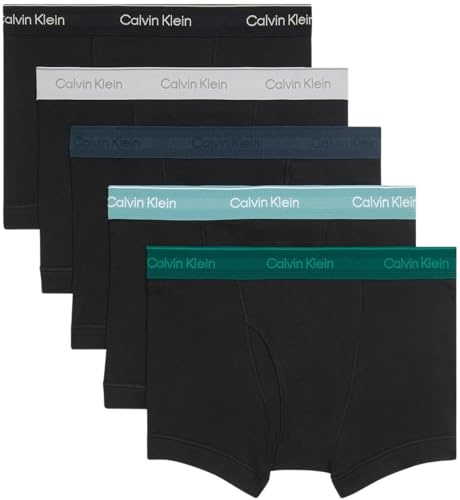Calvin Klein Herren 5er Pack Boxershorts Trunks mit Logobund, Mehrfarbig (Black Bodies W Ink/Zoni Beach/Turf/), L
