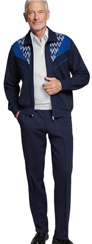 Herbold Sportswear Herren Freizeitanzug Trainingsanzug, Marineblau mit Kontrast-Design, Jacke und Hose auch in Kurzgrößen