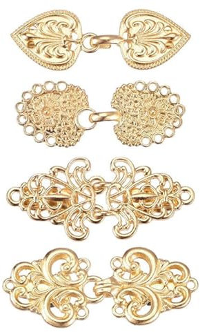 Vintage Pullover Schal Clips,4 Stück Vintage Strickjacke Clips,Cardigan Clip,Retro Umhang Pins Kragen Verschlüsse für Frauen Tragen Kleid Hemd Clips für Damen (Gold)