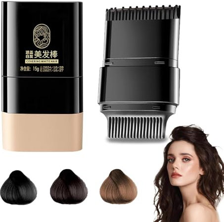 2-in-1 Instant Haarfärbestift mit integriertem Ausbesserungskamm, Wasserfester Und Schweißfester Haarfärbestift, Praktischer Kamm für graues Haar Instant Hair Color Stick (Chestnut Brown, 15g)
