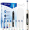 Seago Brosse à dents électrique rotative rechargeable, brosse à dent électrique avec étui voyage, 8 têtes pour familial, 5 modes, minuterie 2 min, étanche IPX7, SG2607, Beige