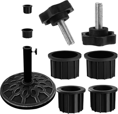 Jesiah 6PCS Umbrella Stand Replacement Parts Kit, Including 4 Outdoor 38mm/ 48mm Heavy Duty Umbrella Stand Holder Hole Rings 2 M8 40mm Hand Knob Screws for Patio Table Balcony Decks