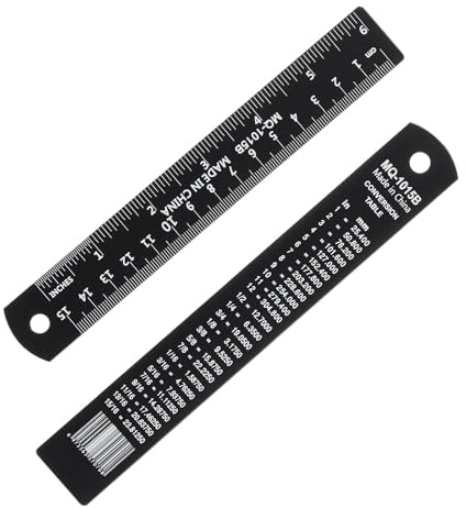PATIKIL 15 cm/6 tum metalllinjal, aluminiumlegering metrisk linjal med tum och centimeter precisionsmätning för kontorsteknisk ritning, svart