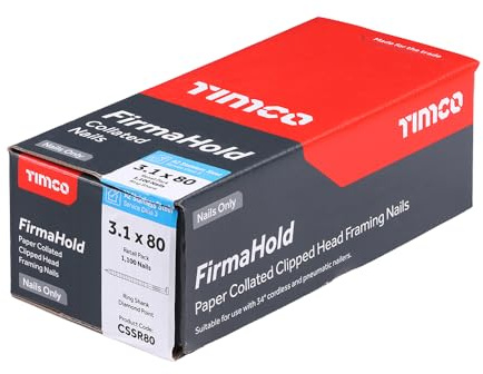 Firmahold Gun Nails Without Gas Framing fit Paslode IM350 + 50mm 63mm 75mm 90mm (Stainless Steel, 3.1x80-1100 pcs)