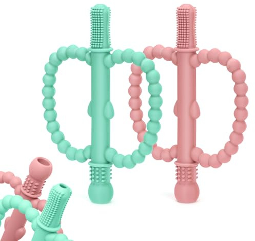 CLDY Beißspielzeug für Babys, sensorisches Kauspielzeug für Babys, Beißring aus Silikon, BPA-frei, zur Stimulation und Massage von schmerzhaftem Zahnfleisch, ab 3 Monaten