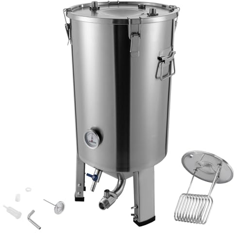 ROGONPDK 32L Gärtank mit Kühler für das Heimbrauen, Konischer Gärbehälter aus Edelstahl, Fermenter, Bier Gärtank, Schlammreduzierung Gärungsrohr, Gärbehälter, für Keller und Küchen