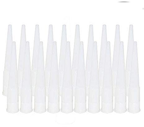 PPX Silicone Nozzles 20 Pack, Screw-On Caulking Gun Nozzles, White Plastic, Extension Tools