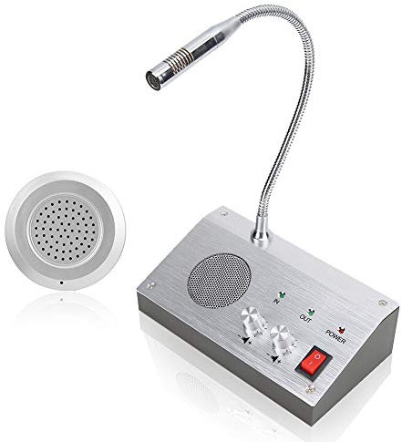 Microphone d'interphone, Interphone Bidirectionnel sans Bruit Interphone de Comptoir de Fenêtre Orateur de Fenêtre Banque/Bureau/Magasin/Vitrine Compteur Microphone Haut-Parleur Talkie-walkie(EU)