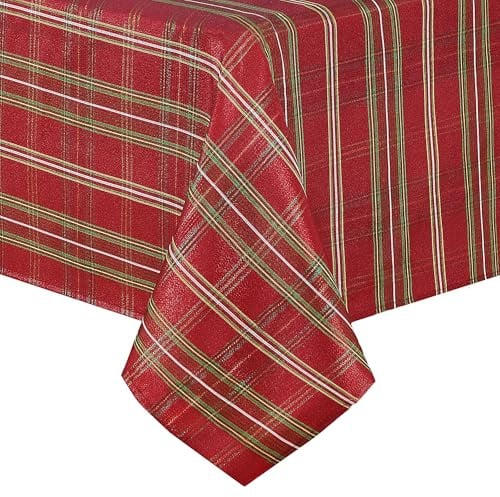 Elrene Home Fashions Tischdecke, schimmernd, kariert, 152,4 x 304,8 cm, Rot