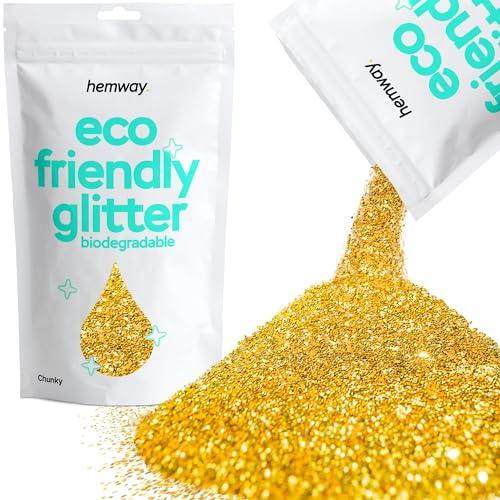 Eco Friendly Biodegradable Glitter | Gold - Chunky 100g, Plant Based, Biodegradable Glitter for Craft, Face, Hair, Nail, Body and Festival - Hemway