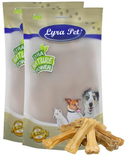 Lyra Pet® 100 STK. Kauknochen aus Rind ca. 10 cm | Naturbelassener Kausnack | Proteinreicher Hundeknochen zur Zahnreinigung | Langer Kaugenuss aus Rinderhaut | Nährstoffreich | Fettarmer Kauartikel